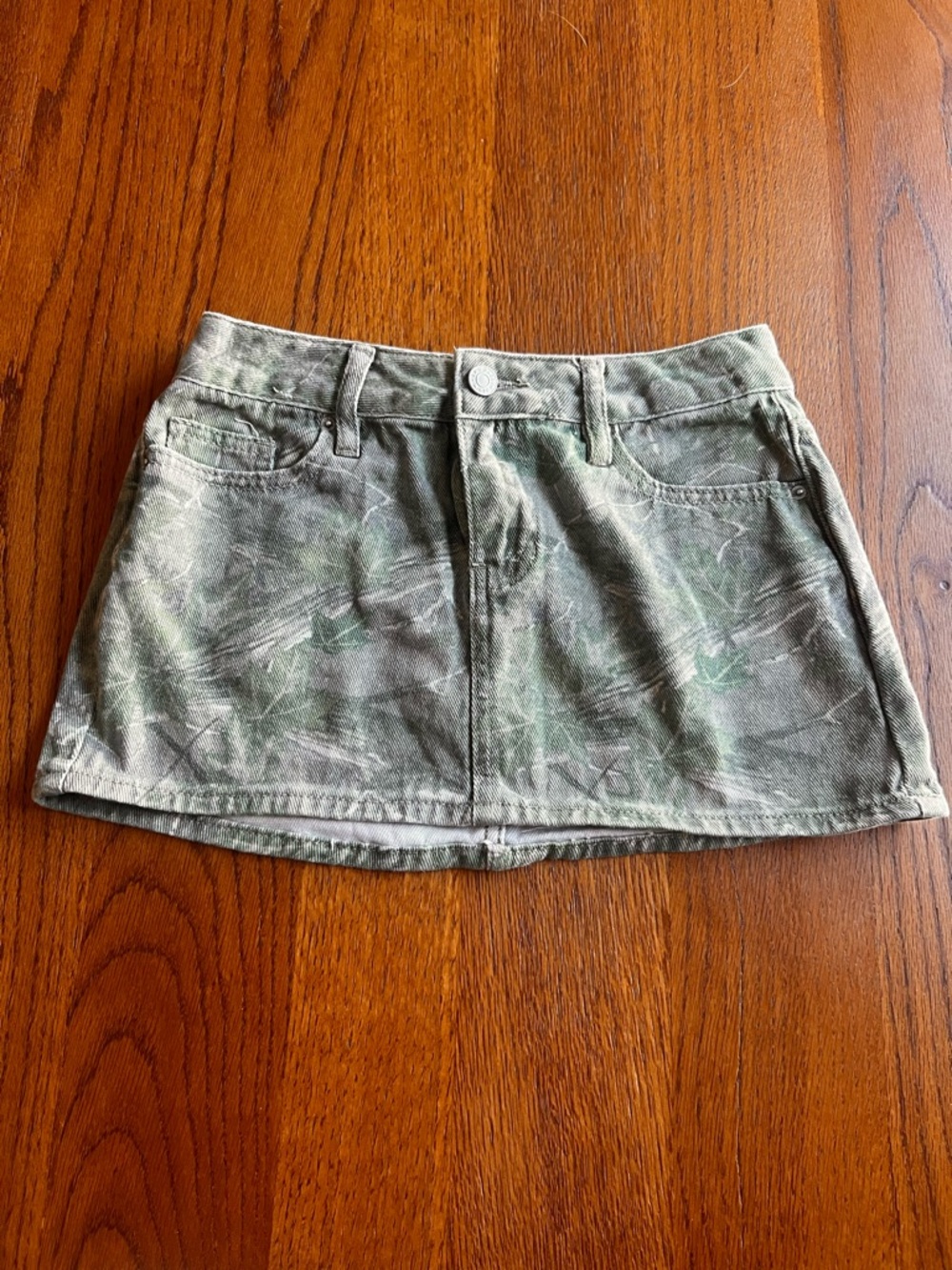 PacSun Green Camo Denim Mini Skirt